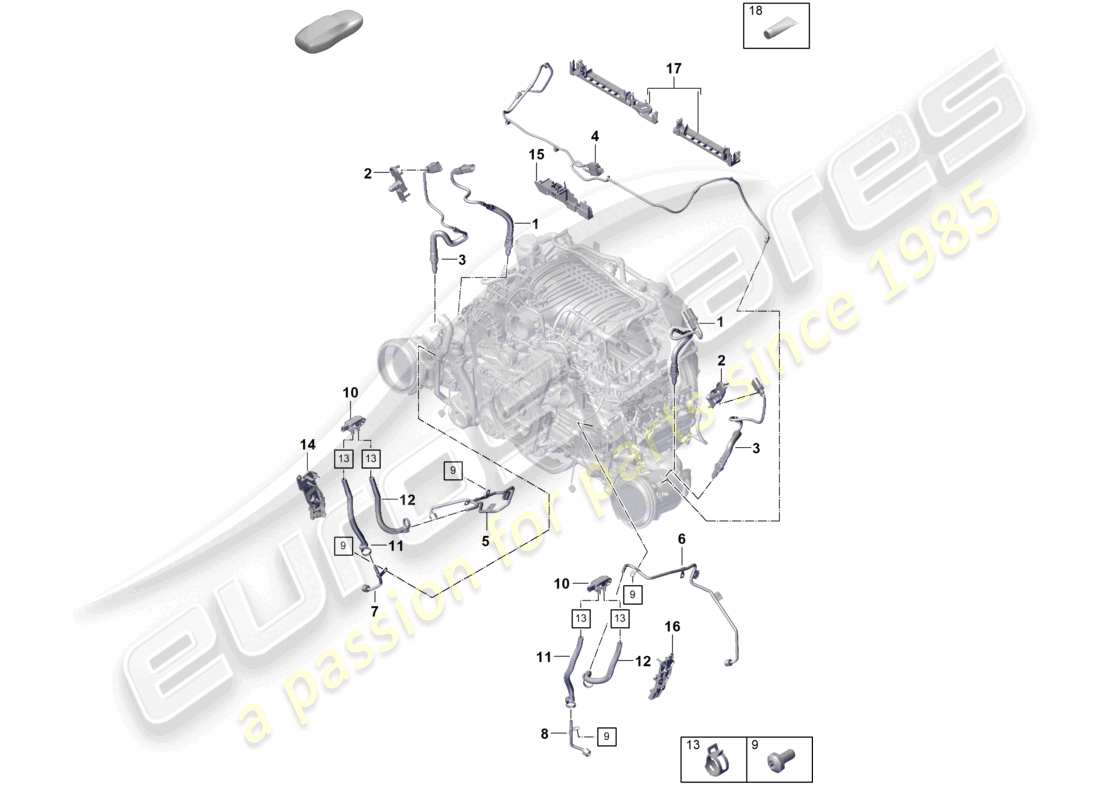 porsche 992 gt3/rs/st (2021 - 9j1) catalytic converter petrol particulate filter fastenings and sensors part diagram