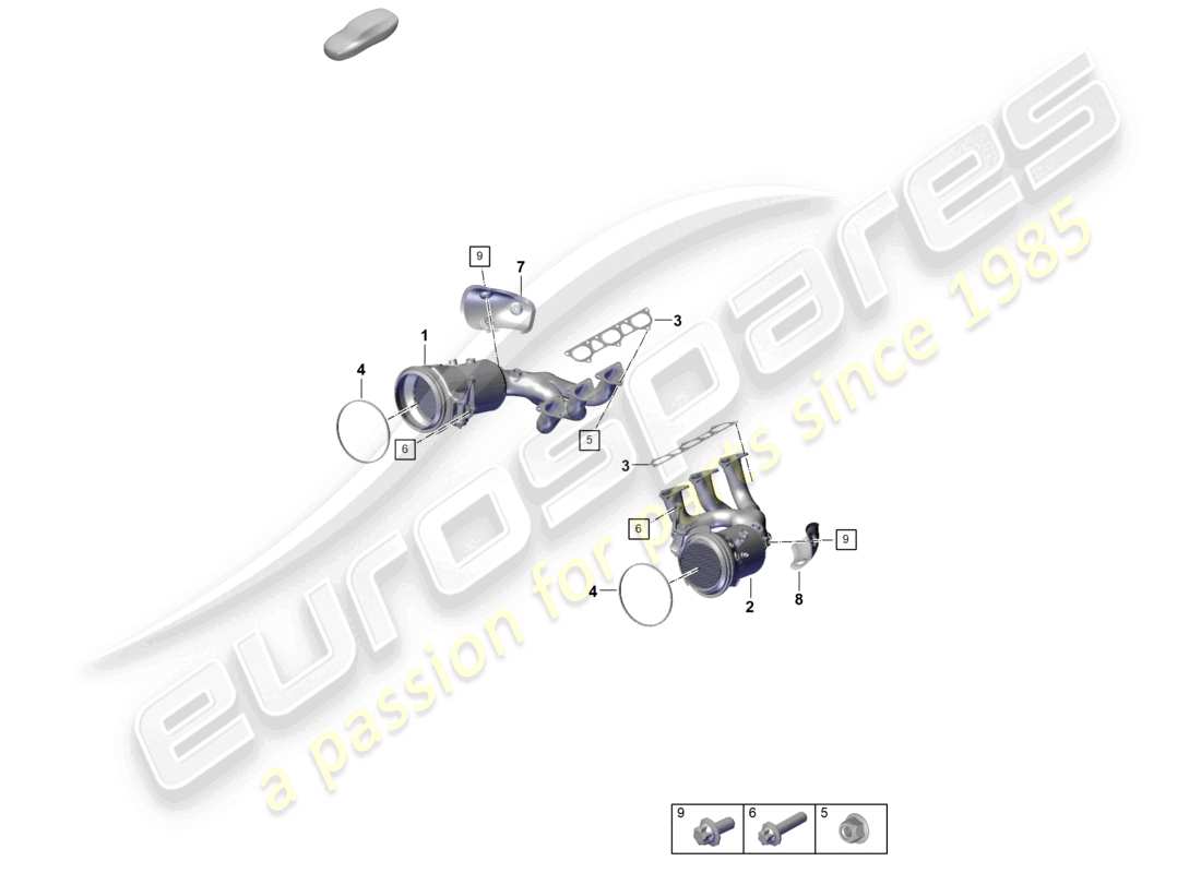 porsche 992 gt3/rs/st (2021 - 9j1) exhaust manifolds part diagram