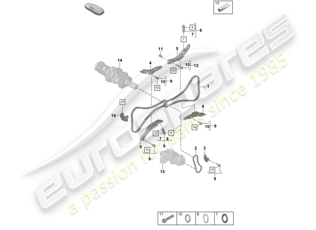 porsche 992 gt3/rs/st (2021 - 9j1) chain tensioner timing chain part diagram