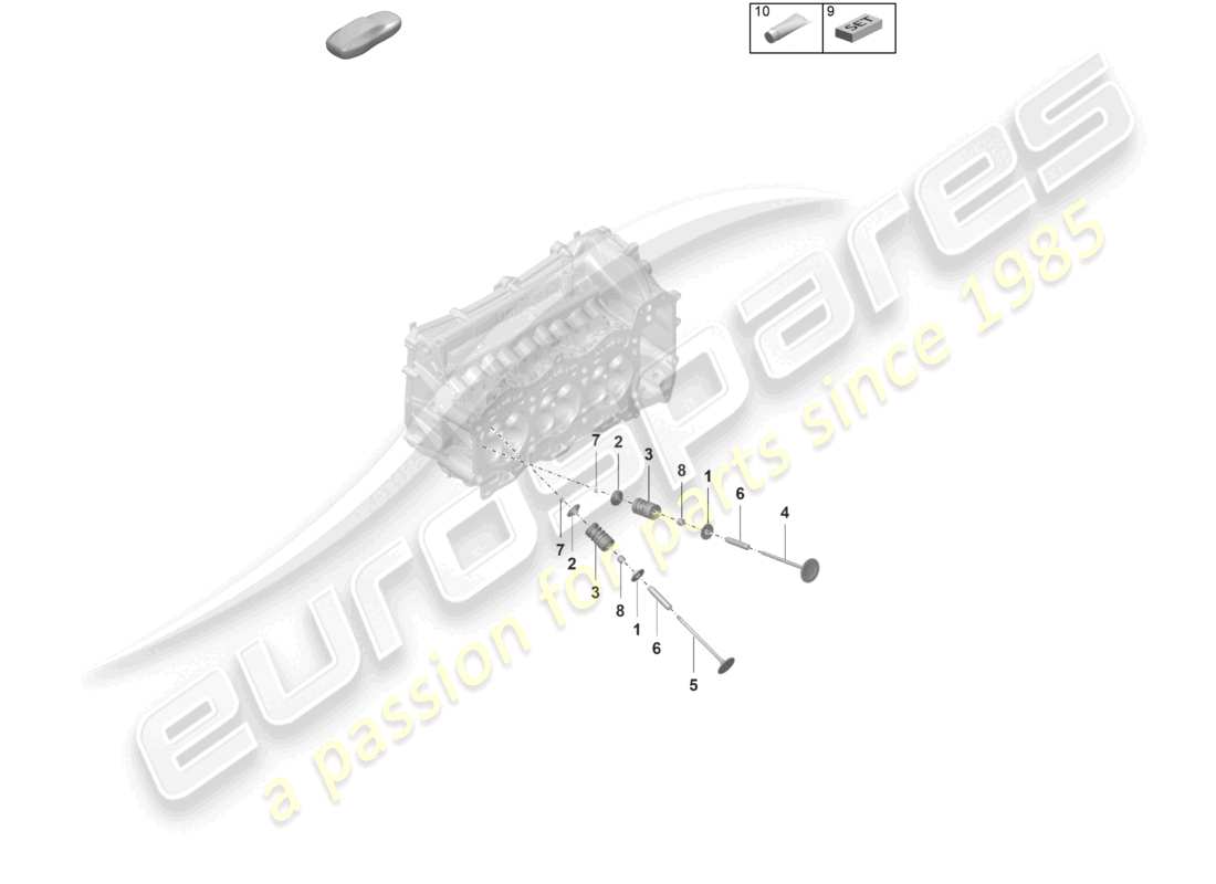 porsche 992 gt3/rs/st (2021 - 9j1) cylinder head individual parts valve part diagram