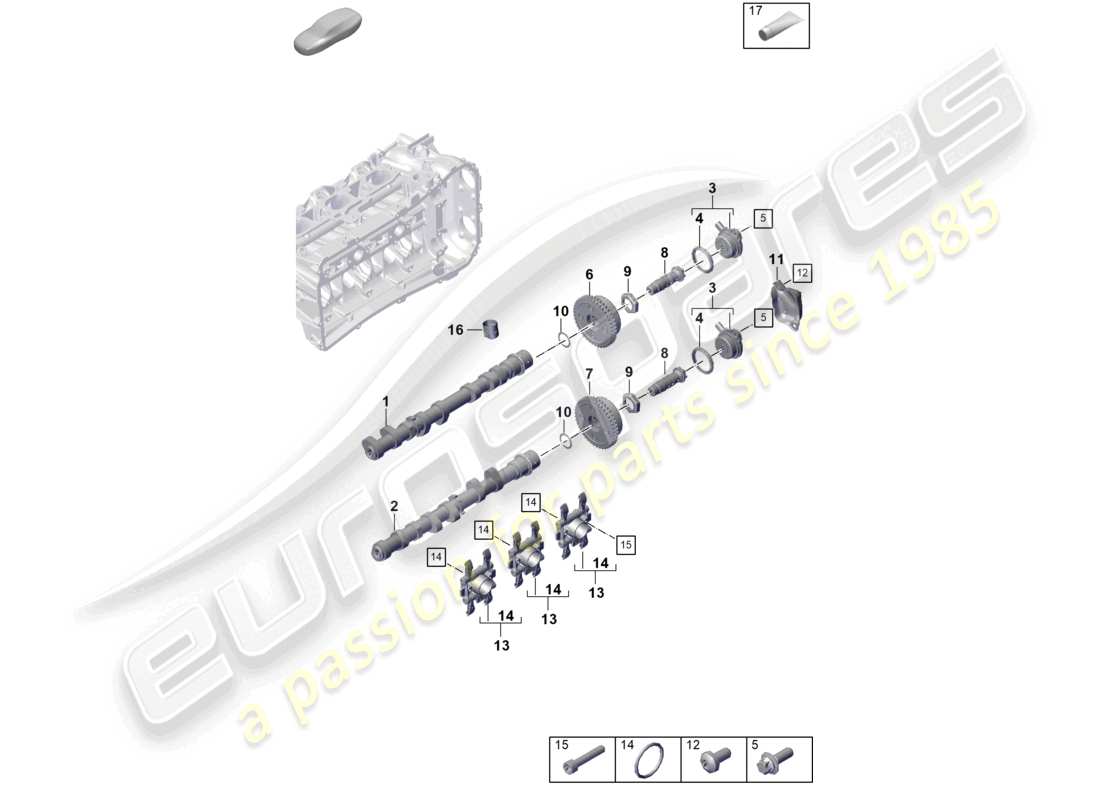 porsche 992 gt3/rs/st (2021 - 9j1) camshaft camshaft adjuster unit part diagram