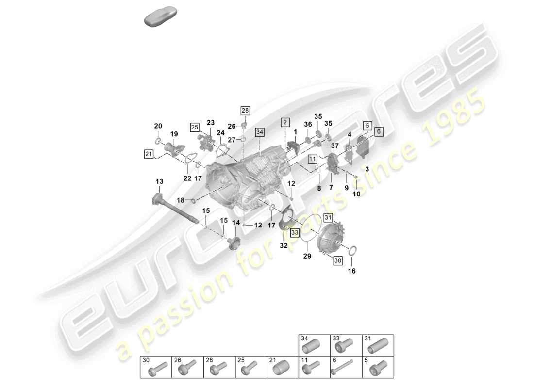 porsche 992 gt3/rs/st (2021 - 9j1) manual gearbox individual parts part diagram