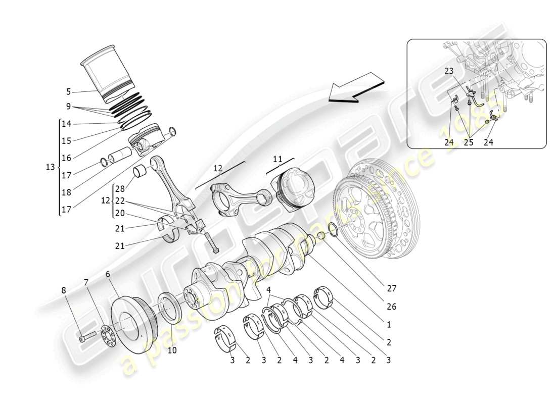 maserati levante gts (2020) crank mechanism part diagram