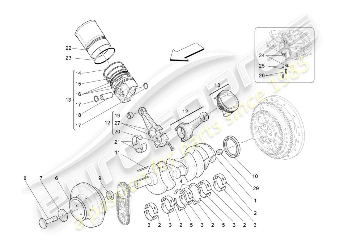 maserati grancabrio mc (2013) crank mechanism part diagram