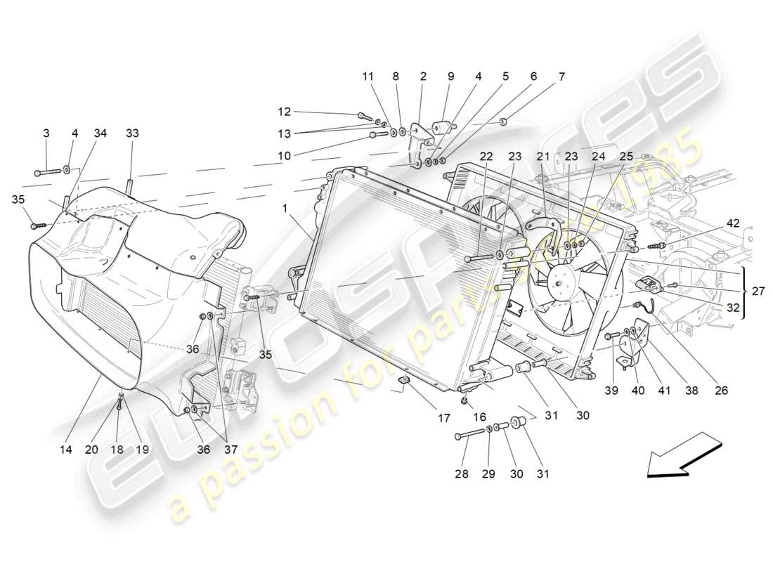 maserati granturismo mc stradale (2013) cooling: air radiators and ducts part diagram