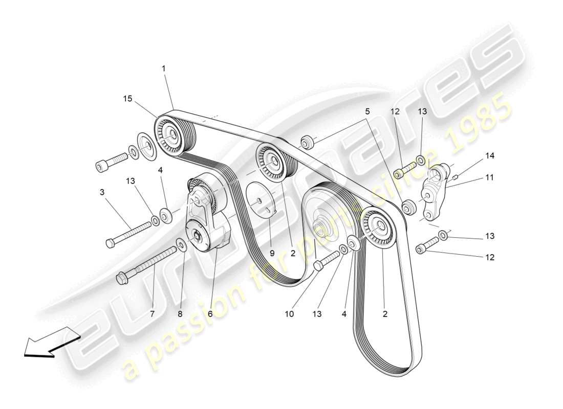 maserati levante gt (2022) auxiliary device belts part diagram