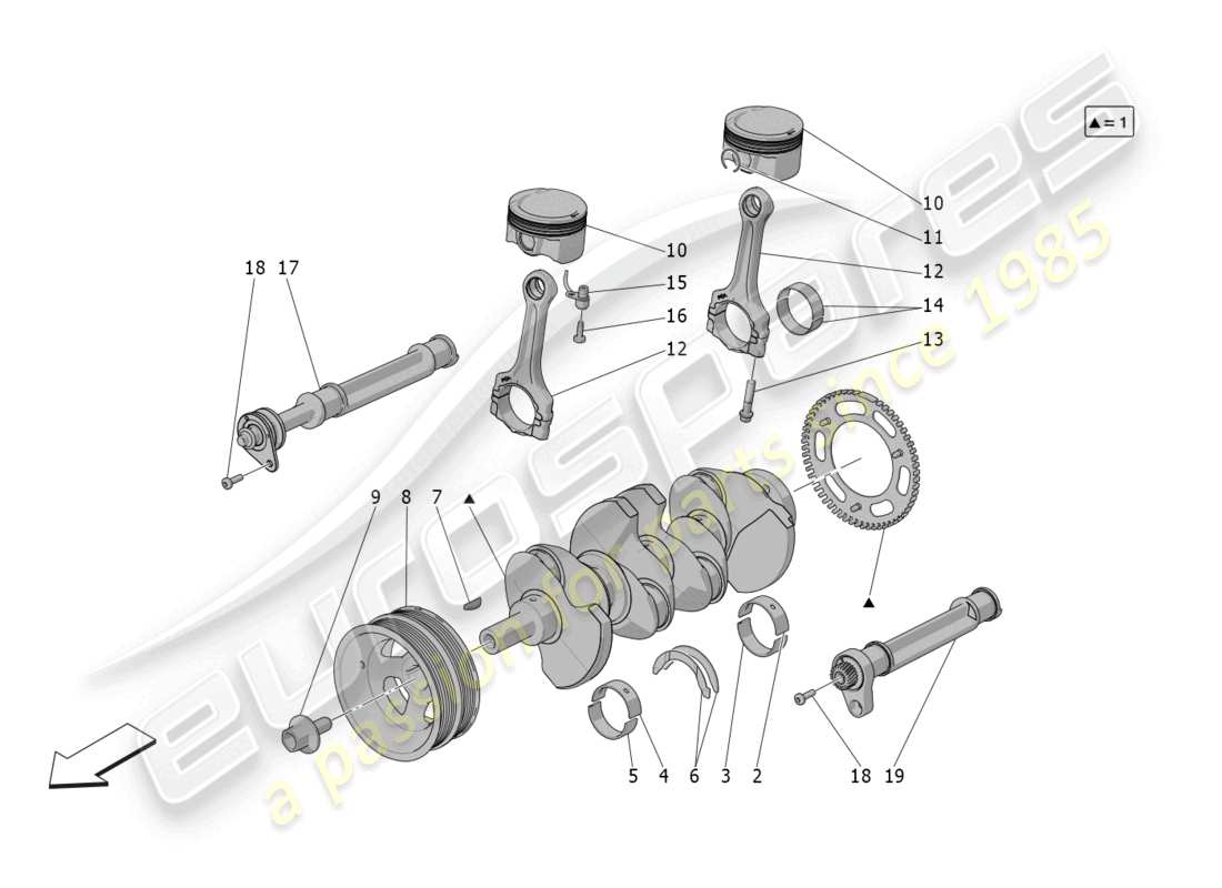 maserati grecale modena (2023) crank mechanism parts diagram