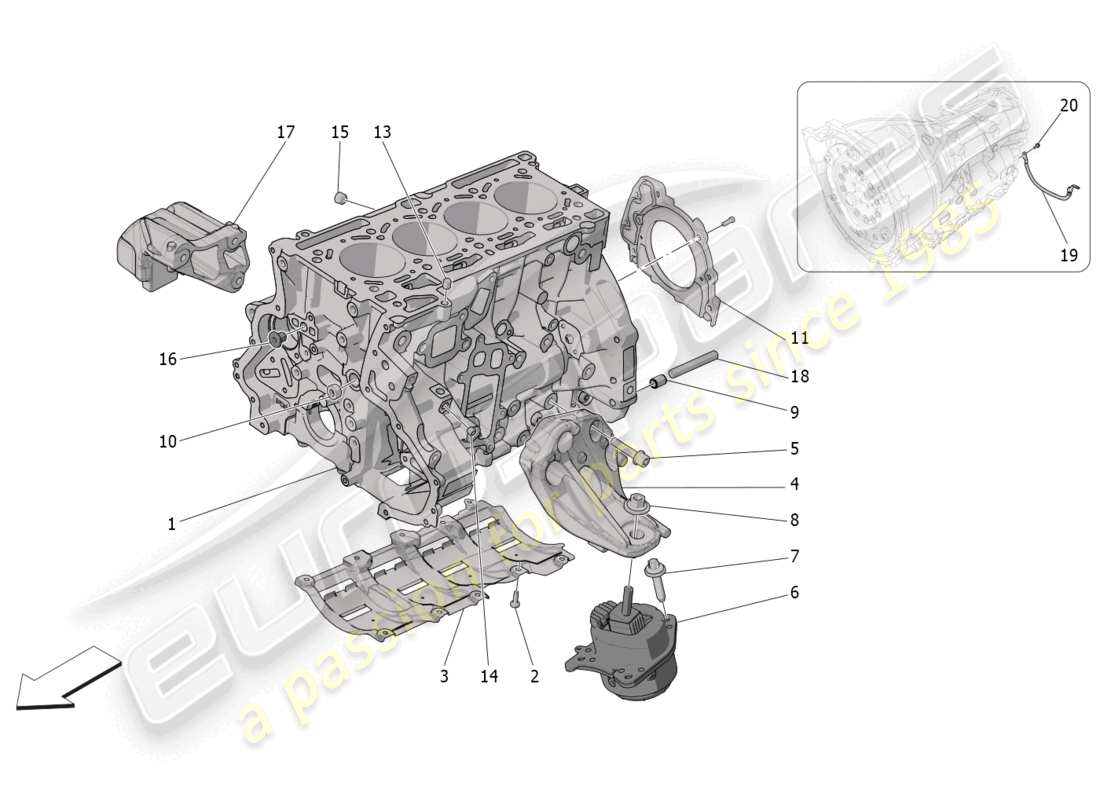 maserati grecale modena (2023) crankcase parts diagram