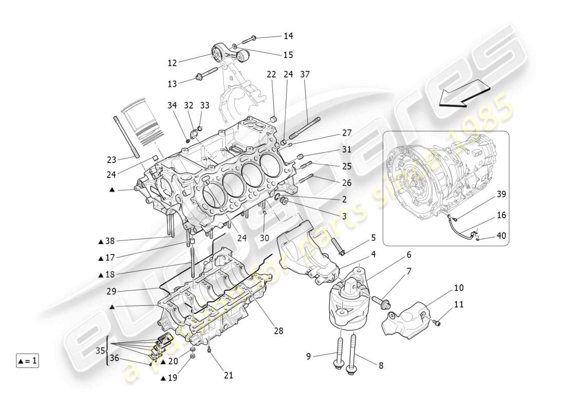 maserati quattroporte (2018) crankcase part diagram