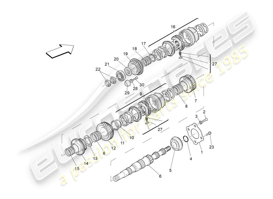 maserati granturismo mc stradale (2012) main shaft gears part diagram