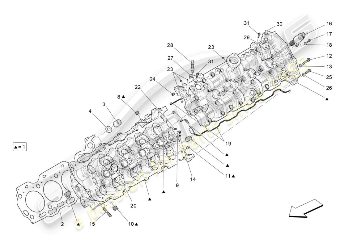 maserati levante gts (2020) lh cylinder head part diagram