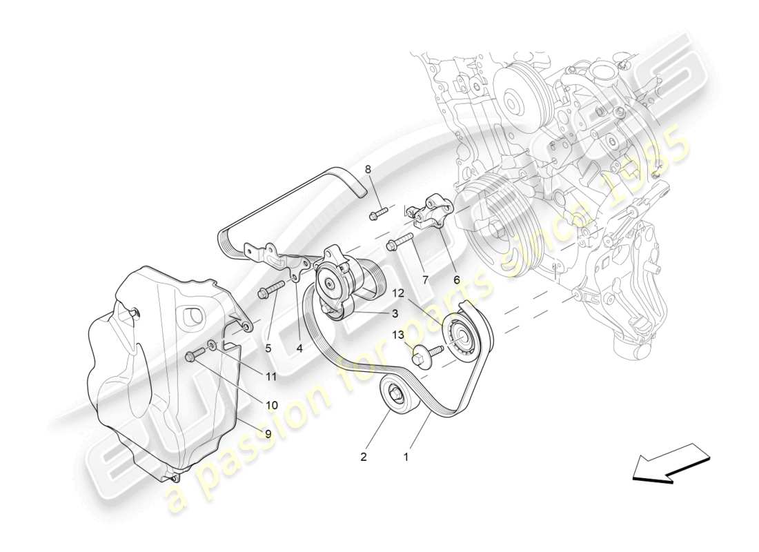 maserati quattroporte (2018) auxiliary device belts part diagram