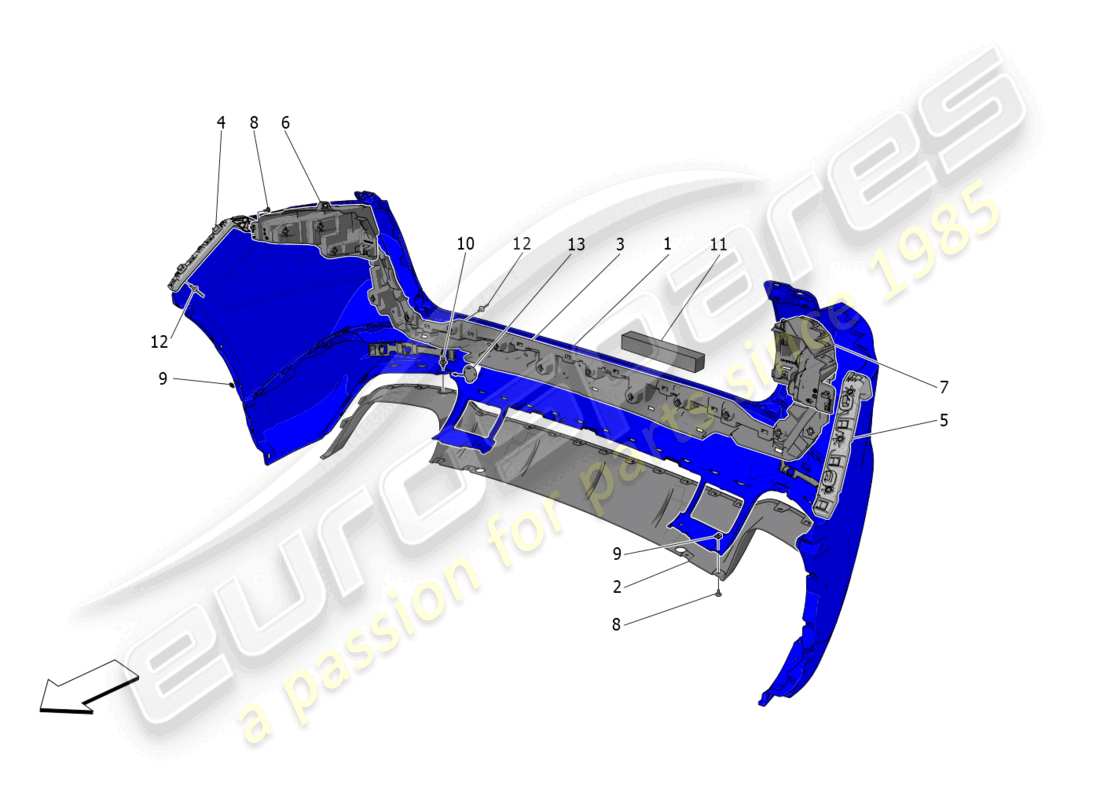 maserati grecale modena (2023) rear bumper parts diagram