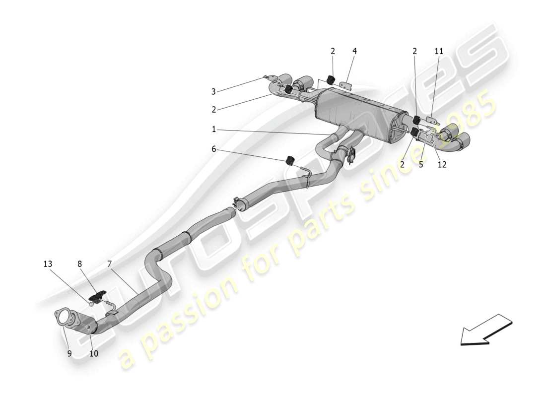 maserati grecale modena (2023) silencers parts diagram