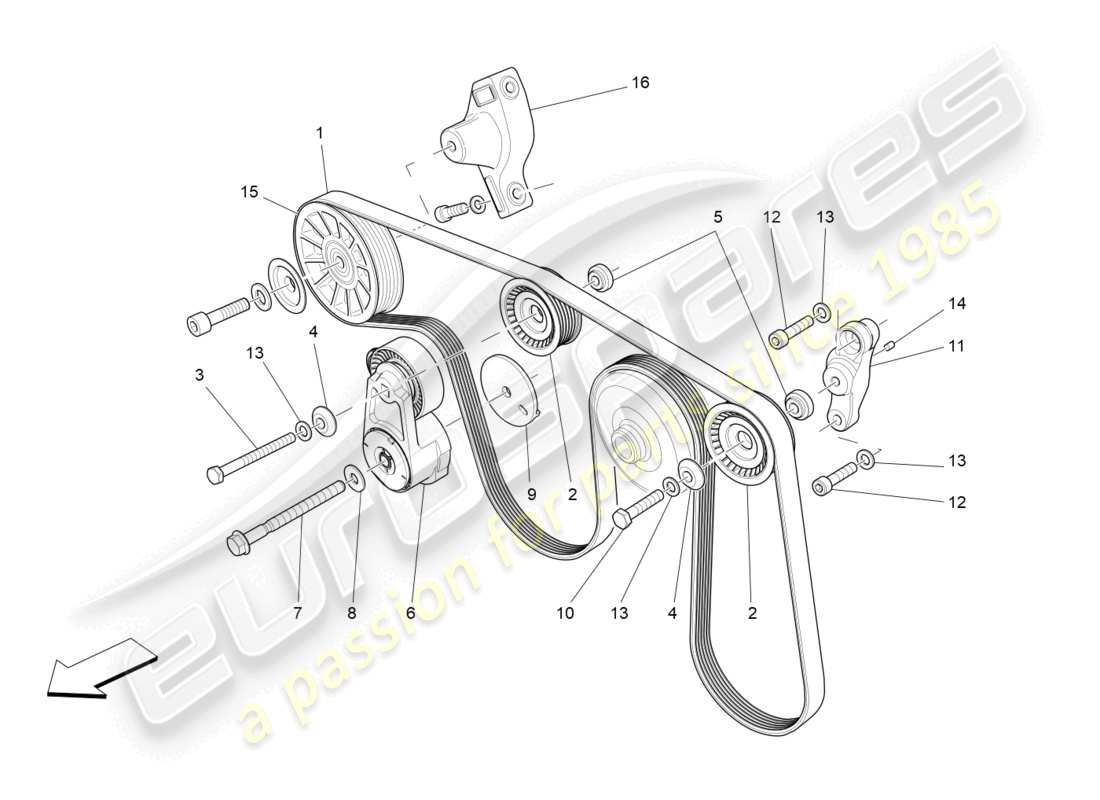 maserati levante (2020) auxiliary device belts part diagram