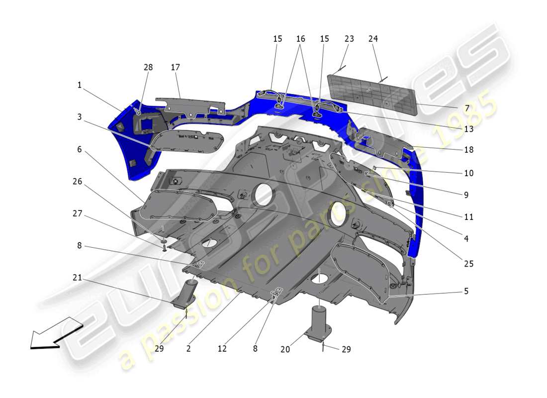 maserati mc20 cielo (2023) rear bumper part diagram