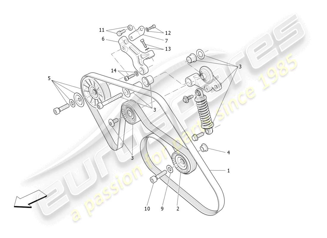 maserati quattroporte (2018) auxiliary device belts part diagram