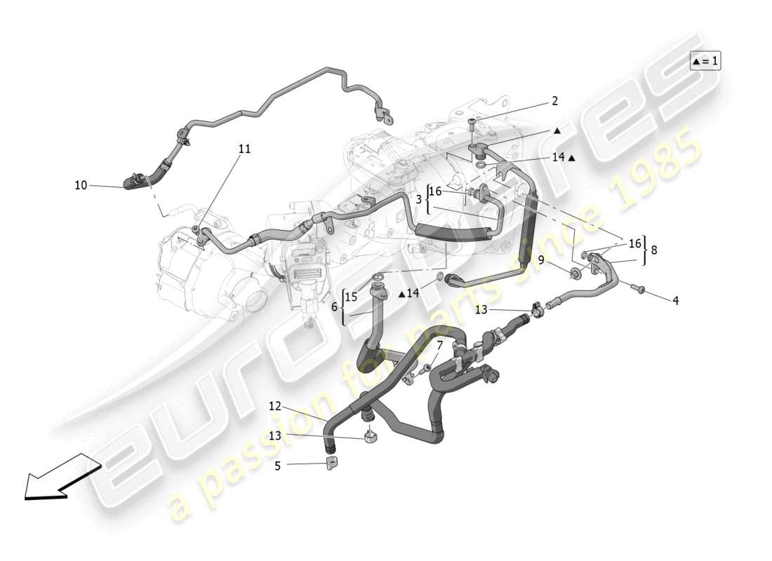 maserati grecale modena (2023) turbocharging system: lubrication and cooling parts diagram