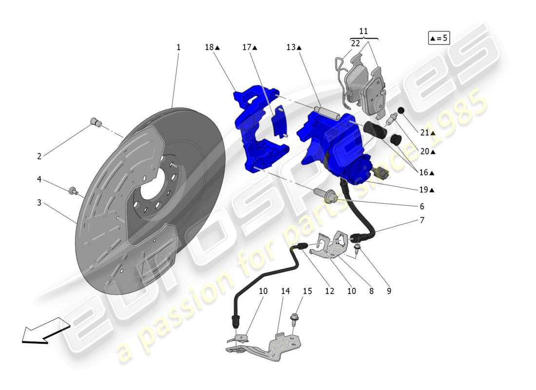 maserati grecale modena (2023) braking devices on rear wheels parts diagram