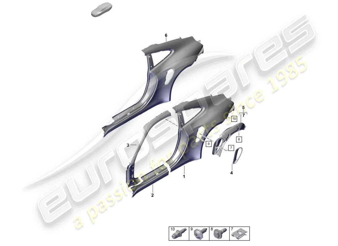 porsche 992 gt3/rs/st (2021 - 9j1) side part outer gt3rs part diagram