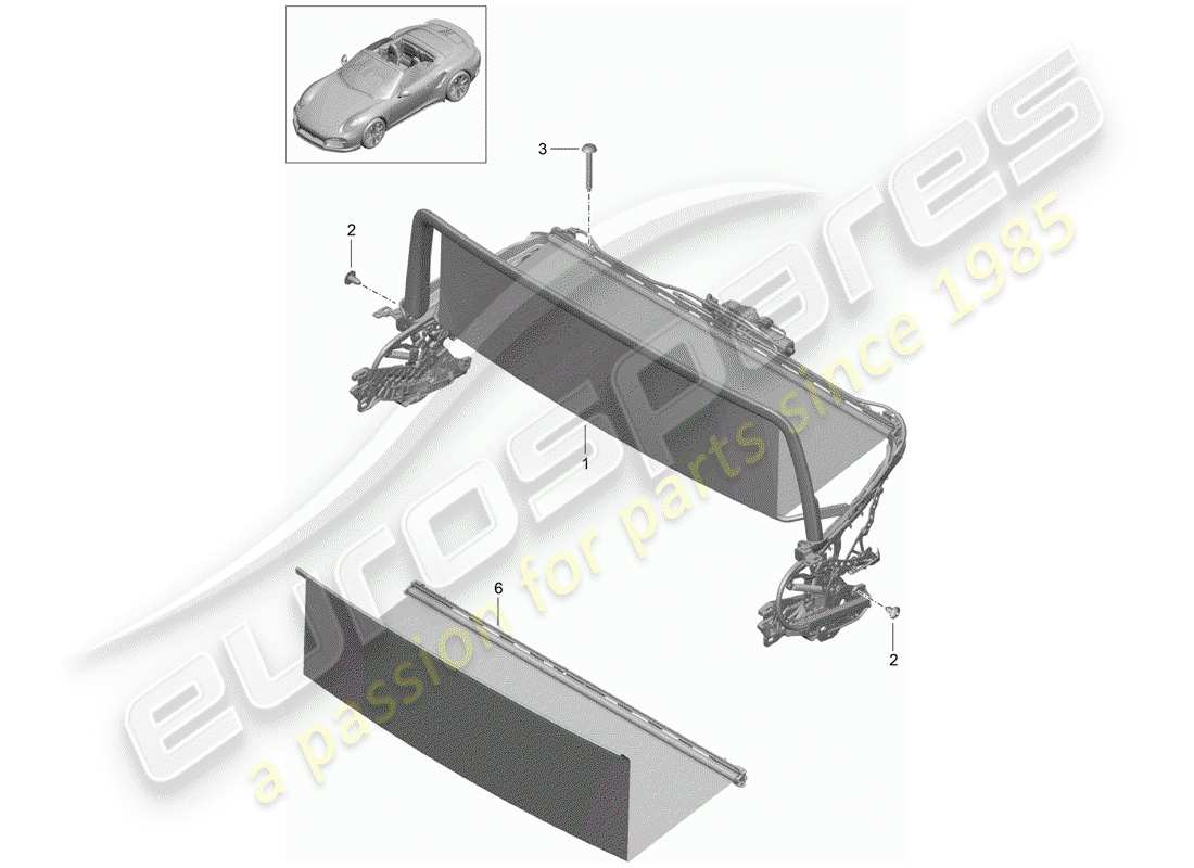 porsche 991 turbo (2018) windscreen part diagram