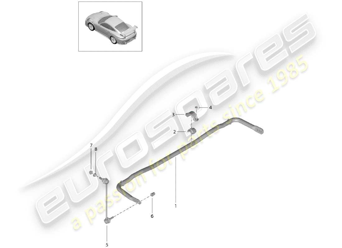 porsche 991 turbo (2018) stabilizer part diagram