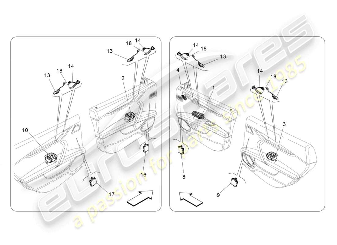 maserati ghibli (2017) door devices part diagram