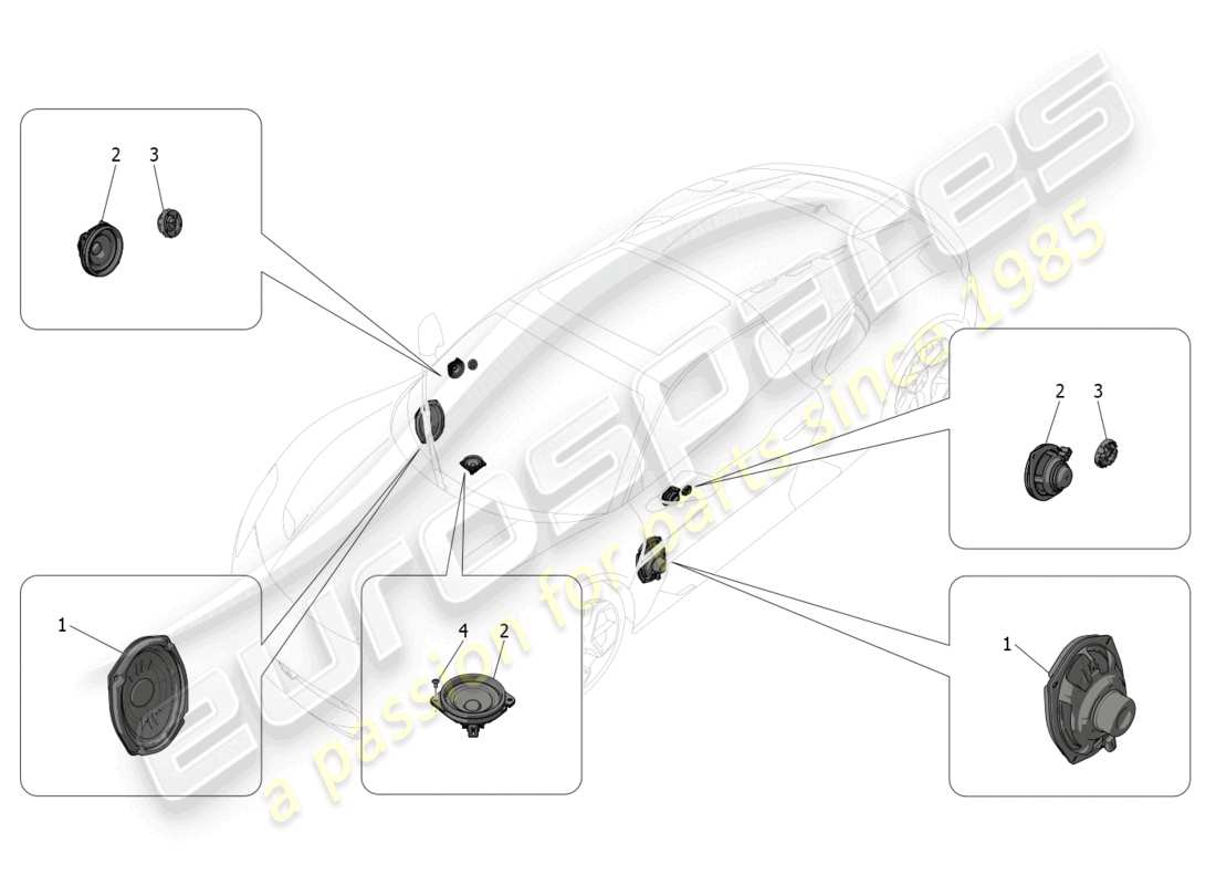 maserati mc20 cielo (2023) sound diffusion system part diagram