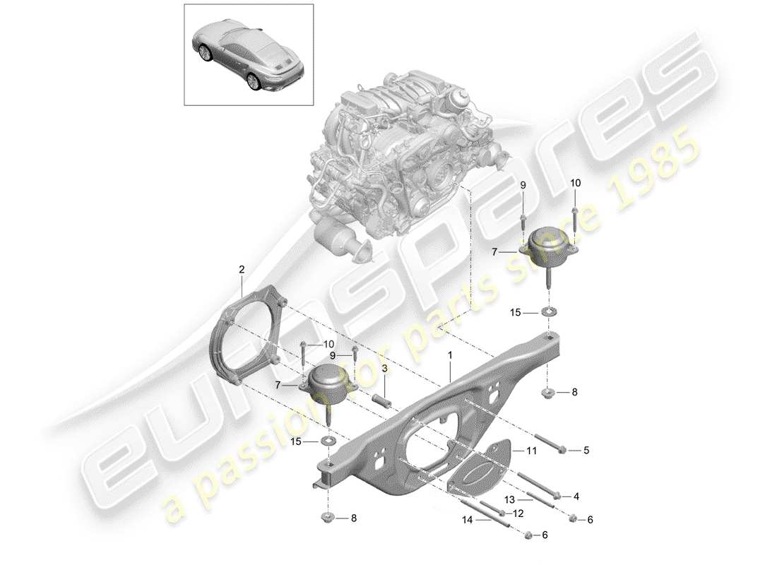 porsche 991 turbo (2018) engine lifting tackle part diagram