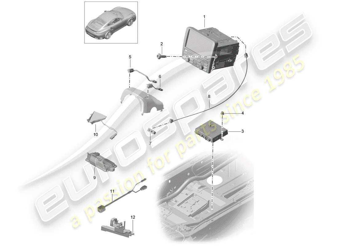 porsche 991 turbo (2018) operating unit part diagram