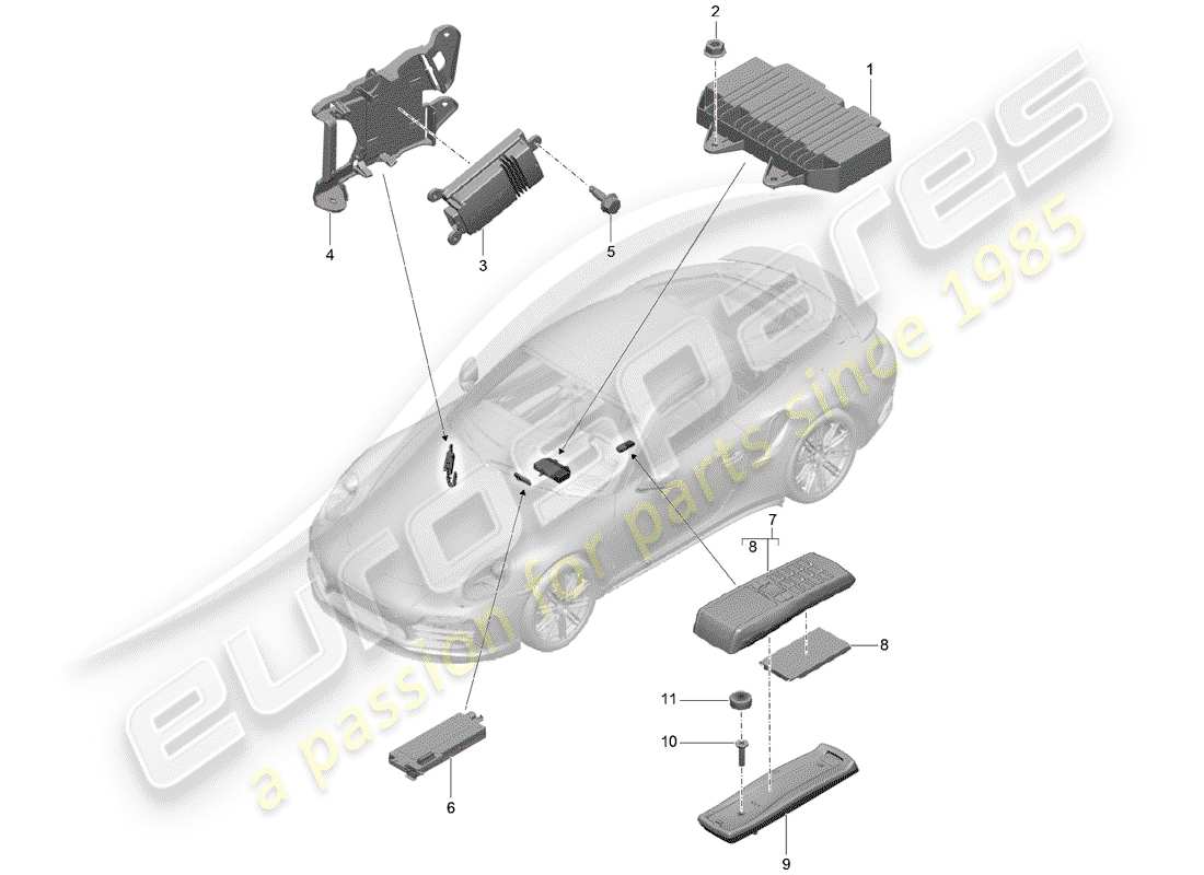 porsche 991 turbo (2018) amplifier part diagram