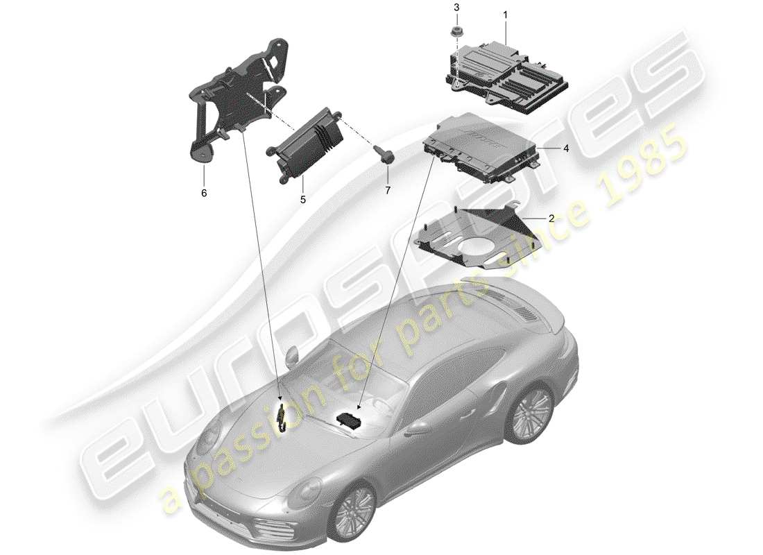 porsche 991 turbo (2018) amplifier part diagram