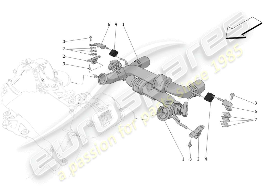 maserati mc20 (2023) silencers part diagram