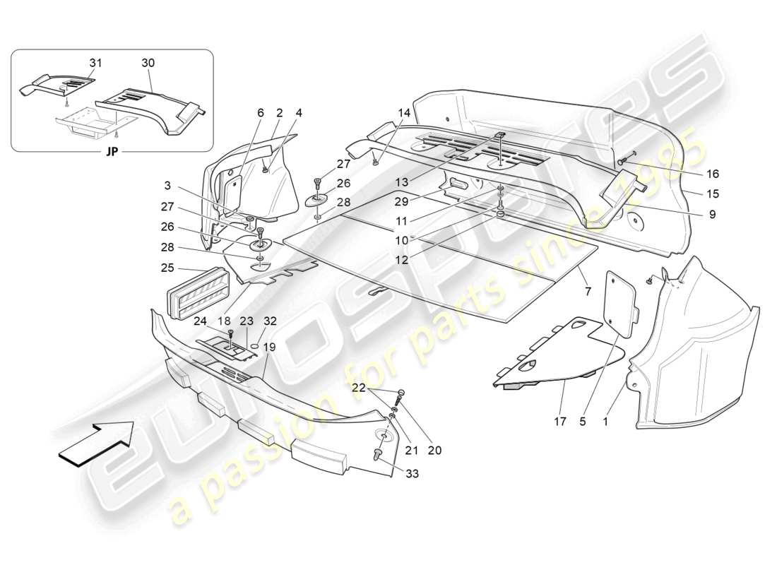 maserati granturismo mc stradale (2012) luggage compartment mats part diagram