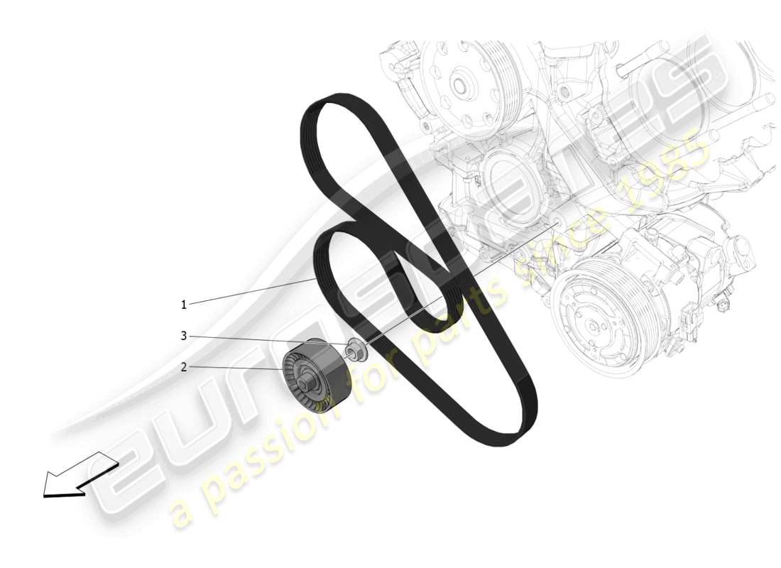 maserati mc20 (2023) auxiliary device belts part diagram