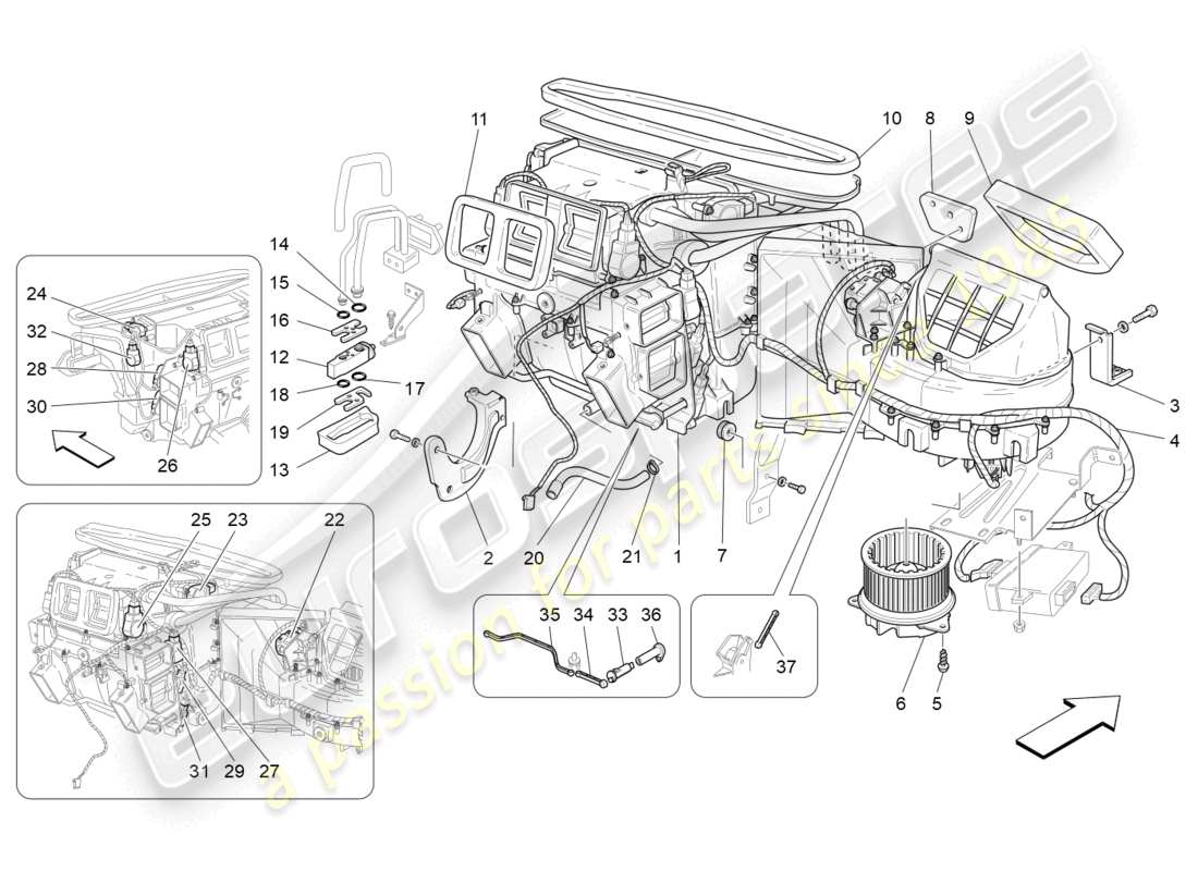 maserati granturismo mc stradale (2013) a/c unit: dashboard devices part diagram