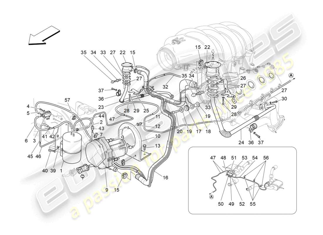 maserati granturismo mc stradale (2011) additional air system part diagram