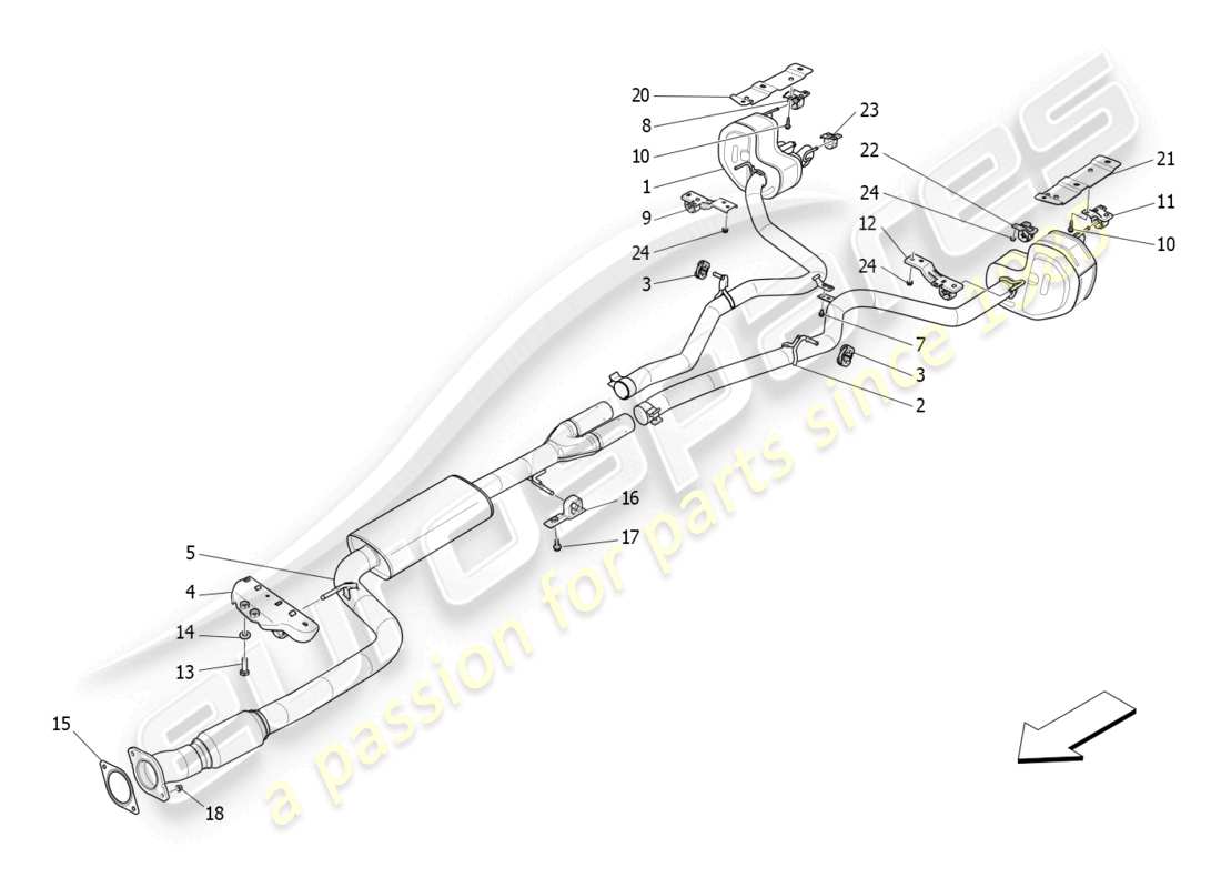 maserati levante gt (2022) silencers part diagram