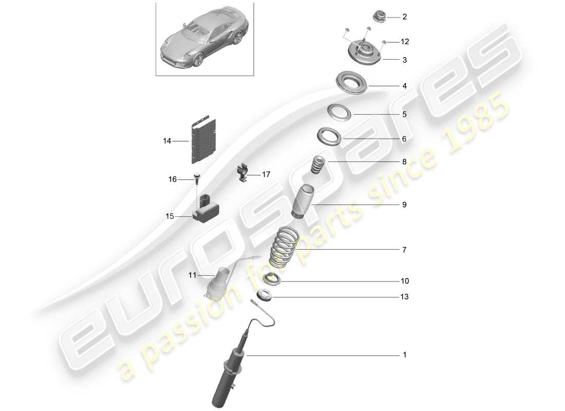 porsche 991 turbo (2018) suspension part diagram