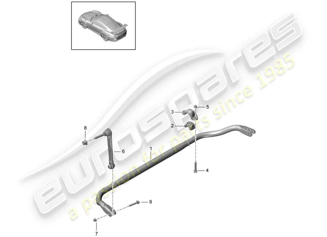 porsche 991 turbo (2018) stabilizer part diagram