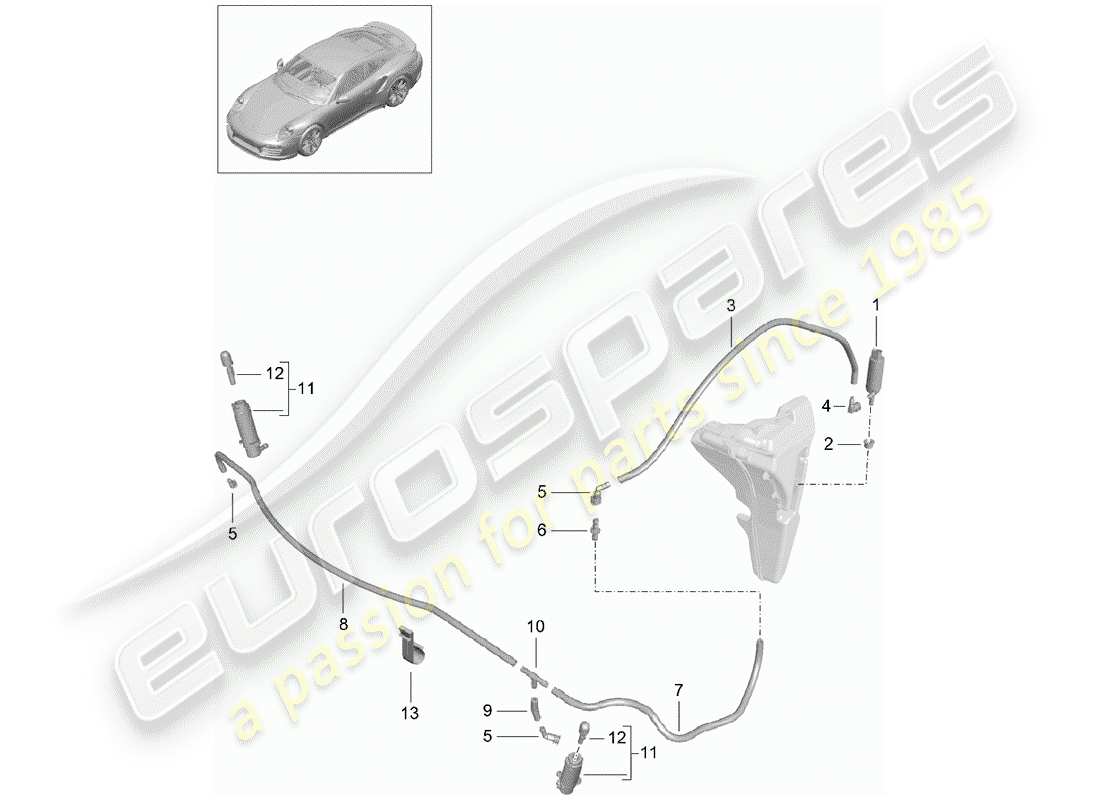 porsche 991 turbo (2018) headlight washer system part diagram