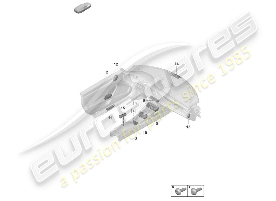 porsche 992 gt3/rs/st (2021 - 9j1) switch socket part diagram