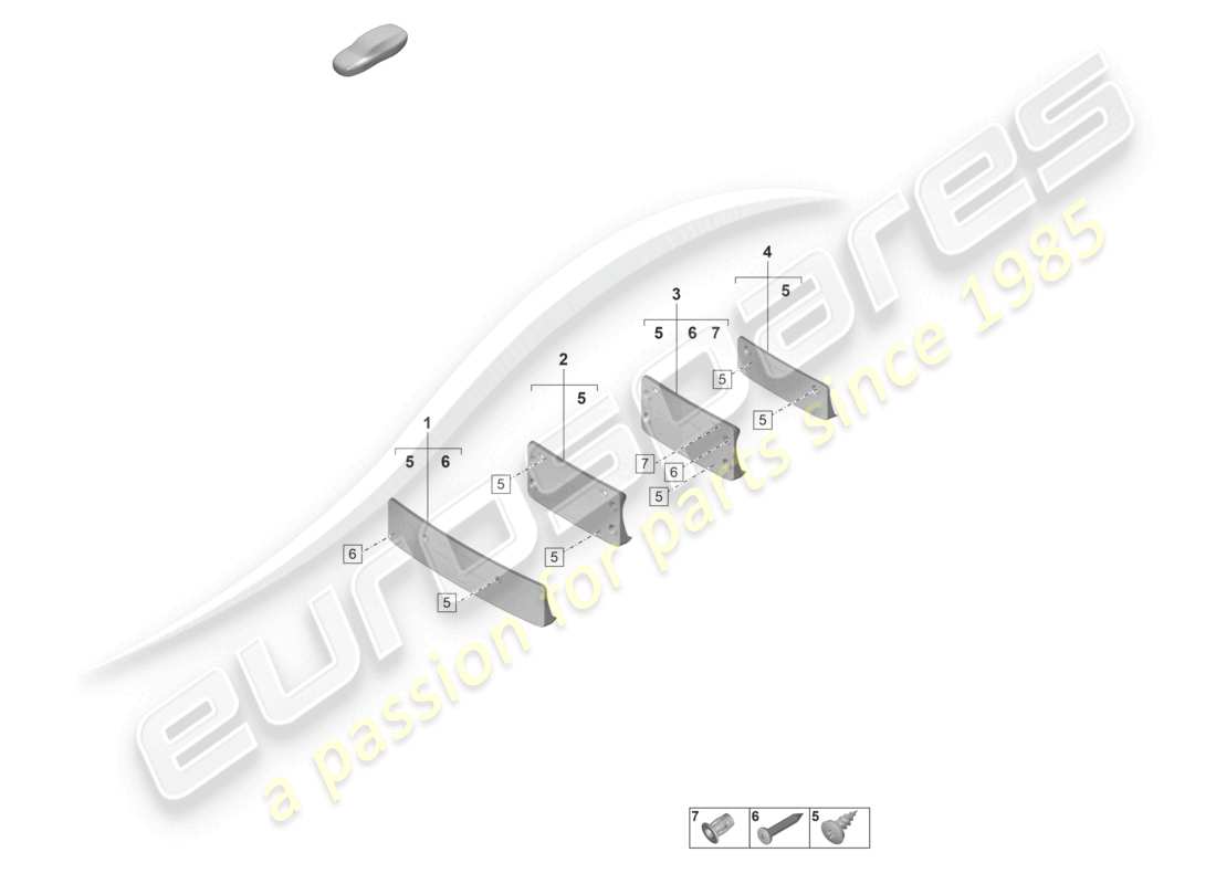 porsche 992 gt3/rs/st (2021 - 9j1) licence plate holder part diagram