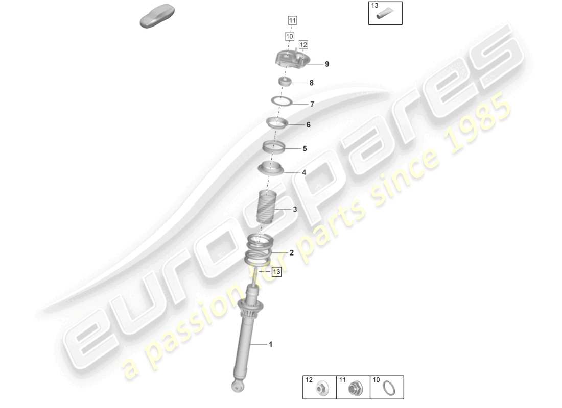 porsche 992 gt3/rs/st (2021 - 9j1) suspension shock absorbers part diagram