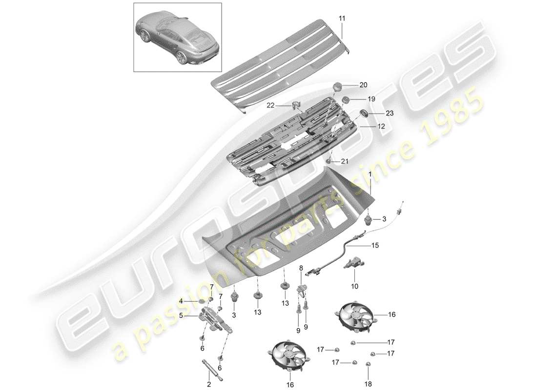 porsche 991 turbo (2018) cover part diagram