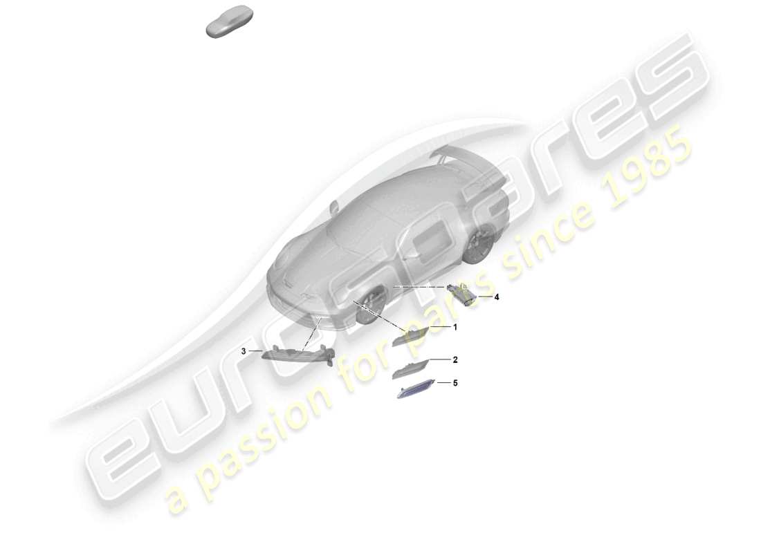 porsche 992 gt3/rs/st (2021 - 9j1) turn signal repeater side marker light led auxiliary light part diagram