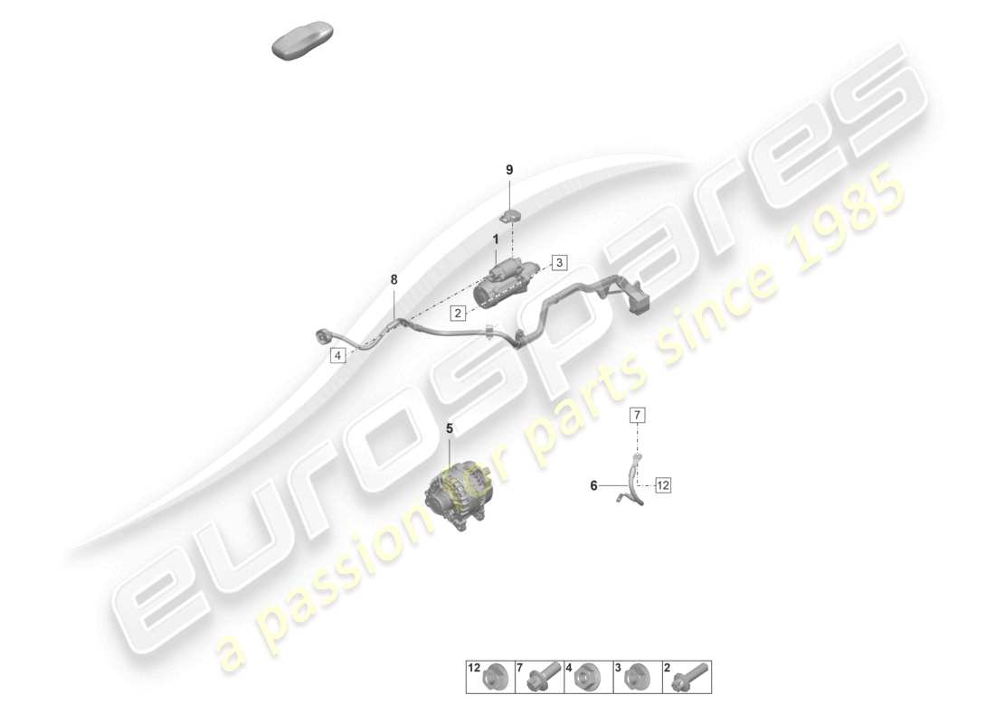 porsche 992 gt3/rs/st (2021 - 9j1) starter alternator part diagram