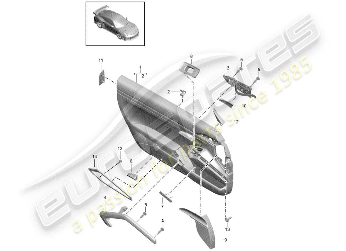 porsche 991 turbo (2018) door trim part diagram