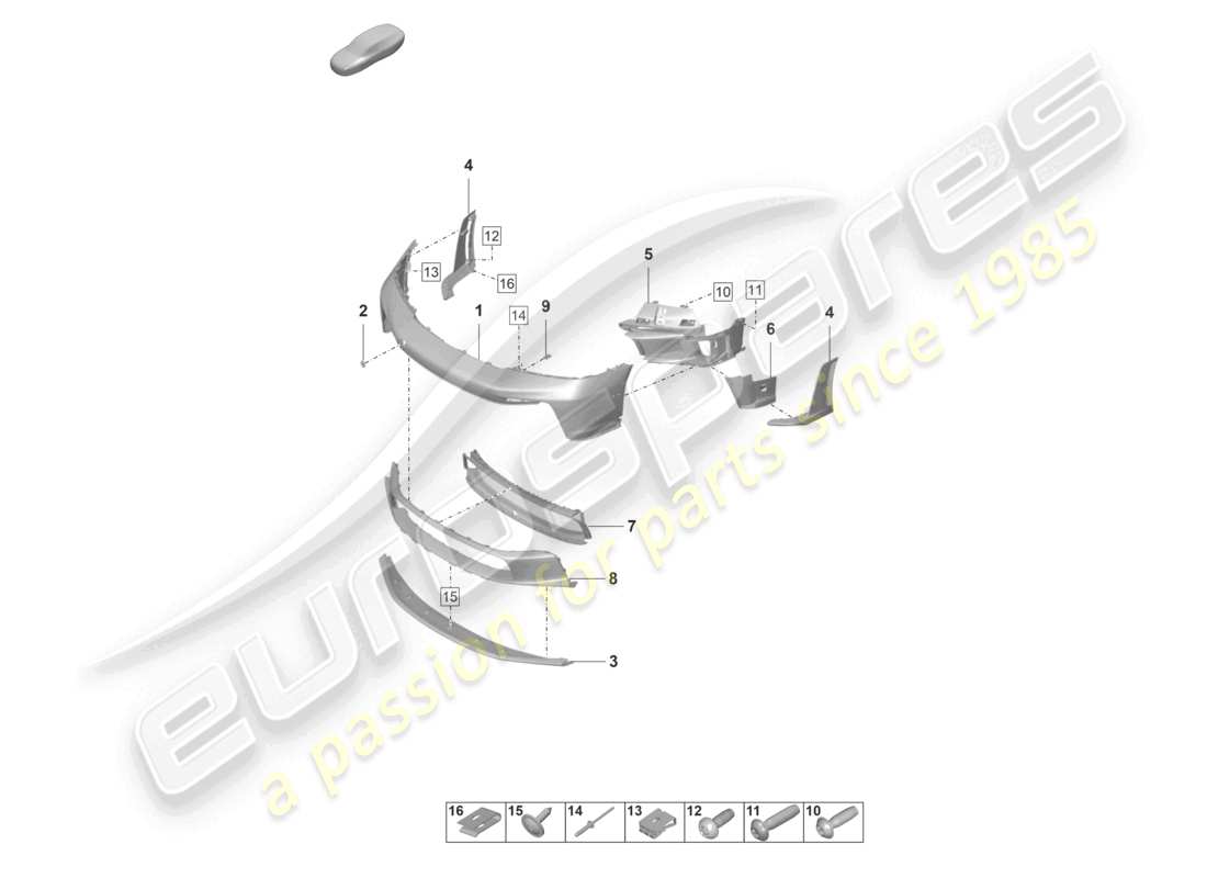 porsche 992 gt3/rs/st (2021 - 9j1) bumper front gt3 rs part diagram