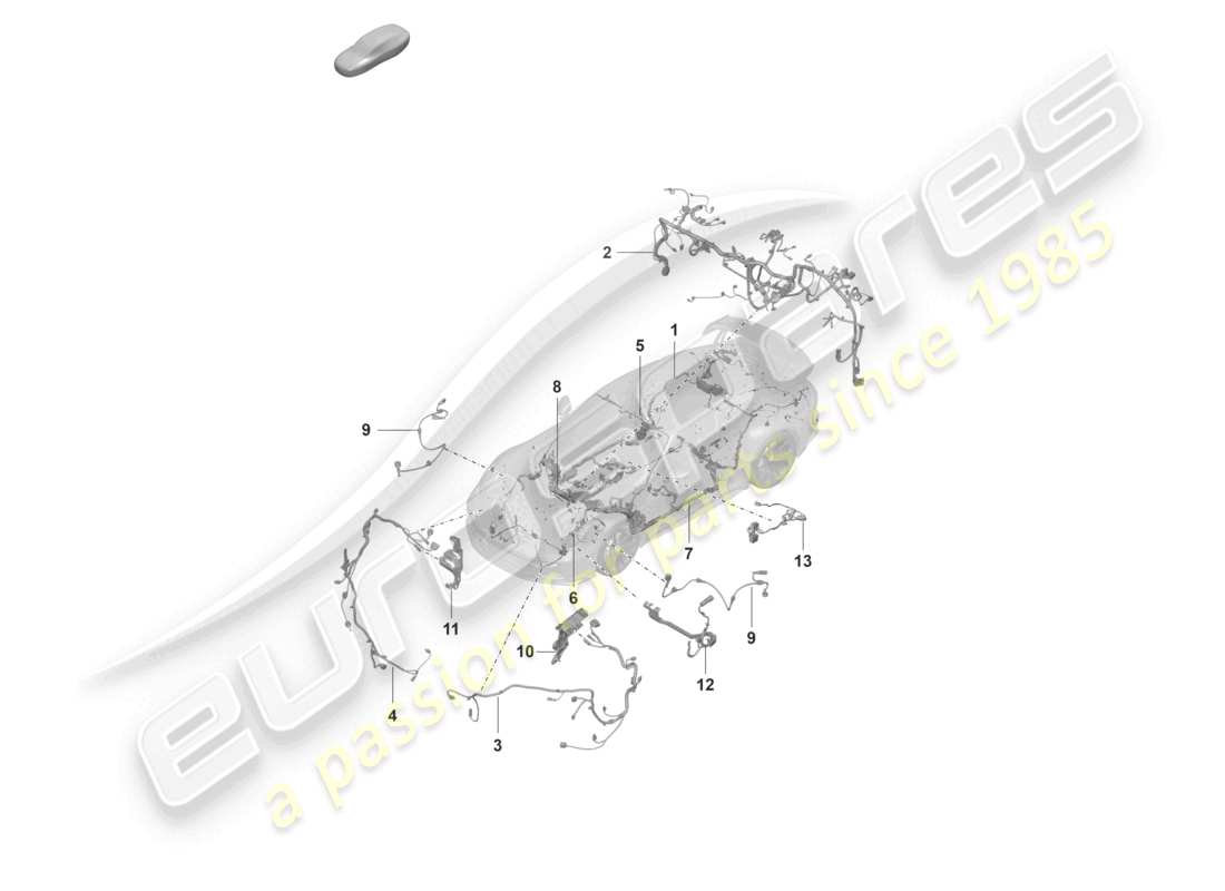 porsche 992 gt3/rs/st (2021 - 9j1) wire set bumper front end part diagram